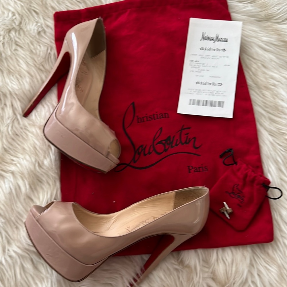 Christian Louboutin nude platform heels